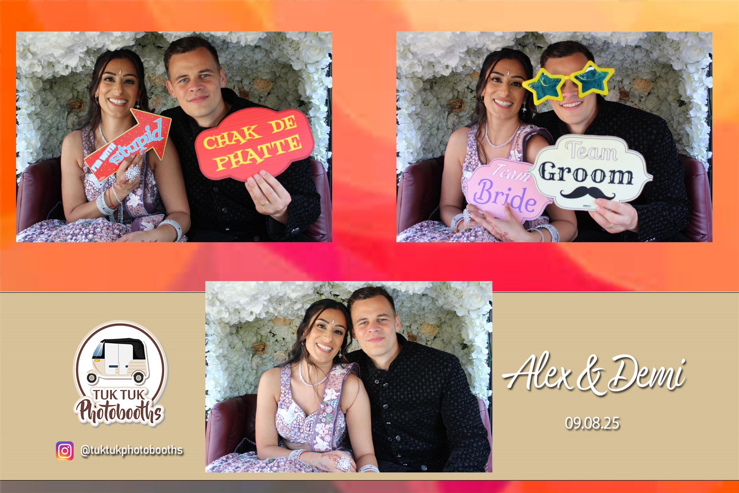 asian wedding couple photobooth fun
